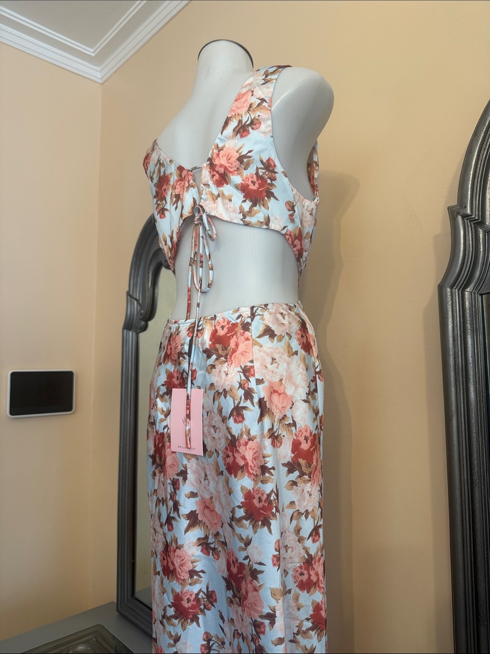 Hello Molly US 6 Light Blue Floral V-Neck Maxi Dress - Picture 6 of 10